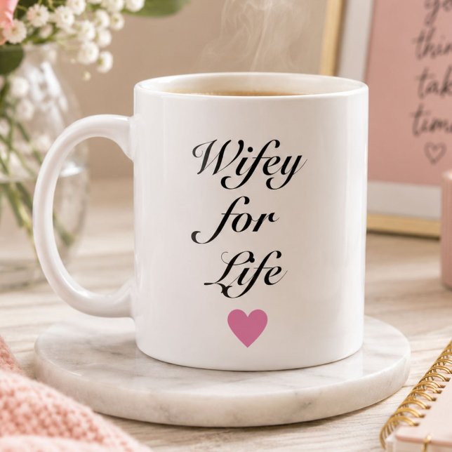 Caneca De Café Café Esposa Para a Vida Noiva Recém-Casada (Criador carregado)