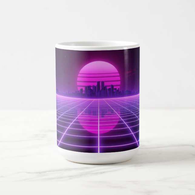 Caneca De Café Café Estético Retro Neon Synthwave Infinito Grid (Centro)