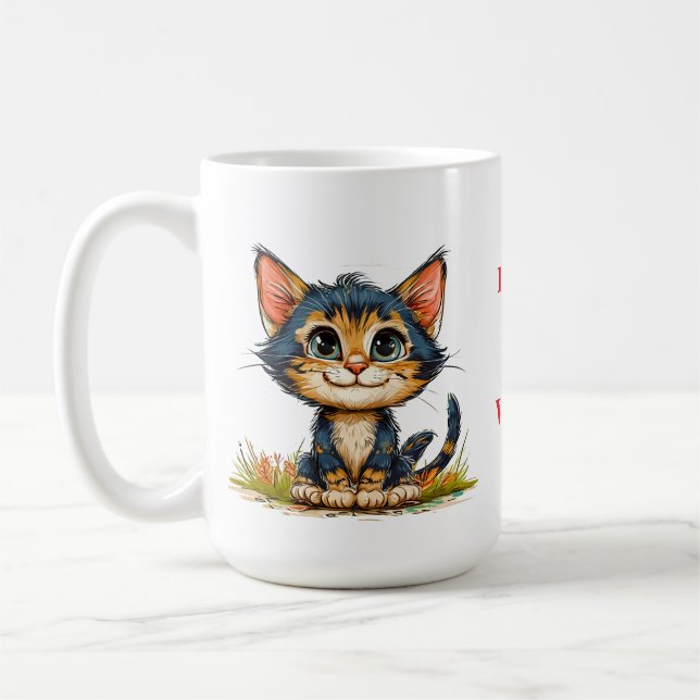 Caneca De Café 🐱 Café Estilo Casa Amorosa de Gato Fofo (Esquerda)