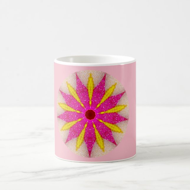 Caneca De Café Café Fratural Pointsettia Rosa e Amarelo (Centro)