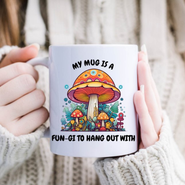 Caneca De Café Café Funny Mushroom Fungi (Funny "My mug is a fun-gi to hang out with" mug.)
