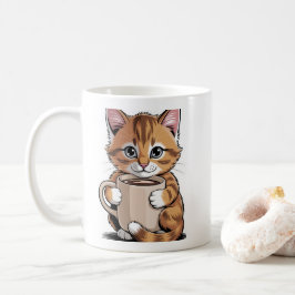 Caneca De Café Café Gato ☕🐱 – Gato Fofo com Design de Café