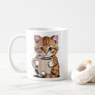 Caneca De Café Café Gato ☕🐱 – Gato Fofo com Design de Café