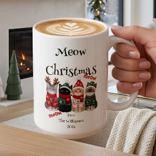 Caneca De Café Café Gatos Meow Natal Divertido Festivo