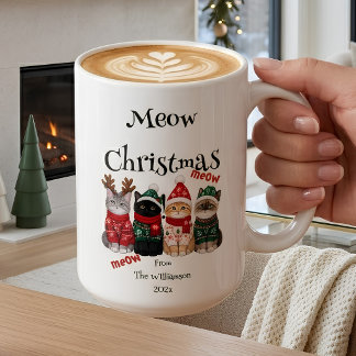 Caneca De Café Café Gatos Meow Natal Divertido Festivo