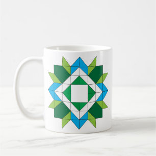 Caneca De Café Café Geométrico Moderno Mosaico de Estrela Azul Ve