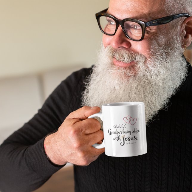 Caneca De Café CAFÉ GRANDPA COM JESUS Christian Quiet Time (Criador carregado)