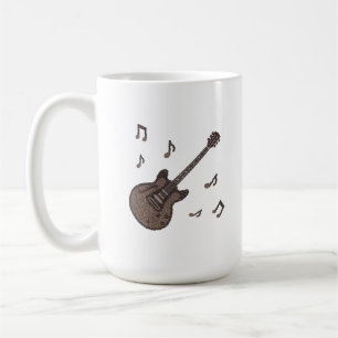 Caneca De Café Café-Grãos de Café-Guitarra-Arte com Café-Música-