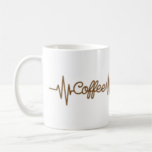 Caneca De Café Café Heartbeat, Design Sepia Para Amantes De Caf