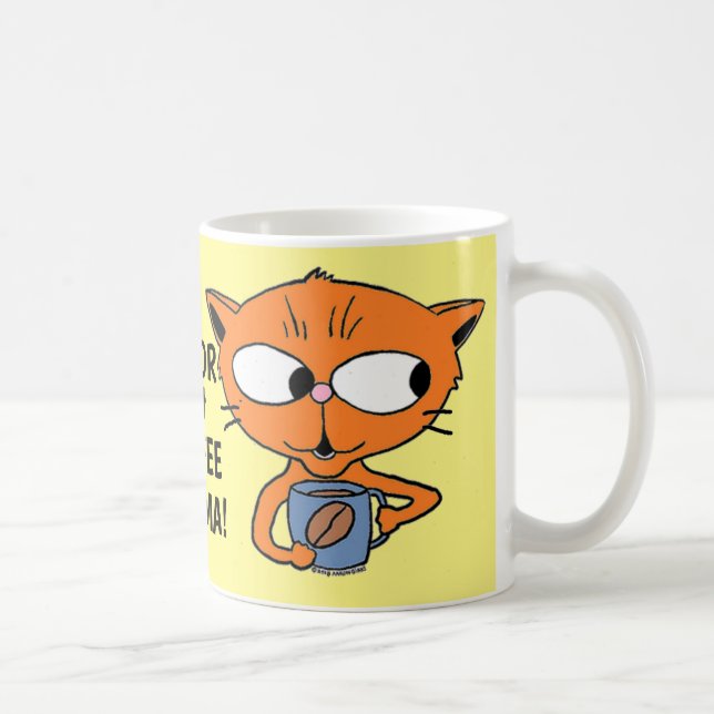 Caneca De Café CAFÉ HUMOR DIZENDO Gato de Cartoon Giro (Direita)