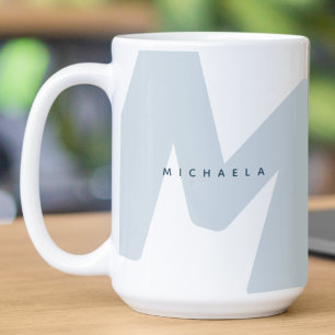 Caneca De Café Café inicial e nome monograma com tamanho superior