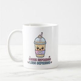 Caneca De Café Café Kawaii Engraçado Mais Espresso Menos Depressã