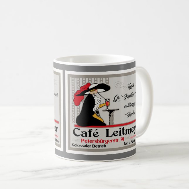 Caneca De Café Café Leitmeyer, compro de café com estilo retrô al (Frente Esquerda)