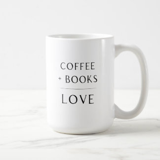 Caneca De Café Café + Livros + Mug Amor
