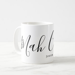 Caneca De Café Café Mah Script Personalizado Divertido de Mahjong