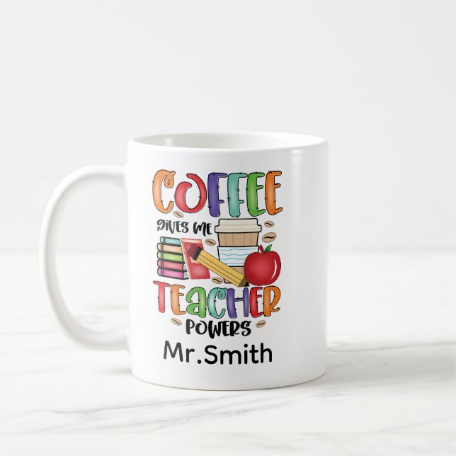 Caneca De Café Café Me Dá Poderes De Professora (Esquerda)