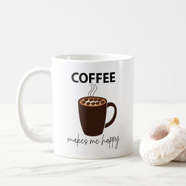 Caneca De Café Café Me Faz Feliz Café (Com Donut)