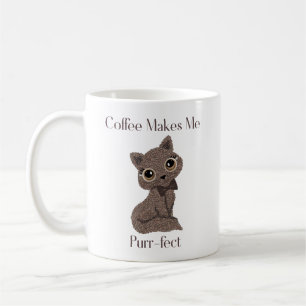 Caneca De Café Café Me Faz Per-feito-Feijão de Café-Gato-