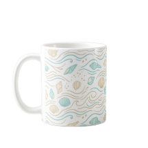 Café Minimalista de Conchas e Ondas do Mar em Past