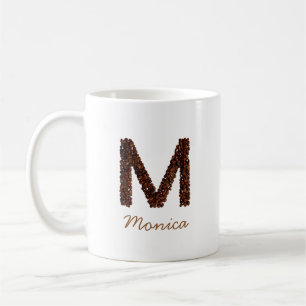 Caneca De Café Café Monograma Letra M Nome Personalizado Co