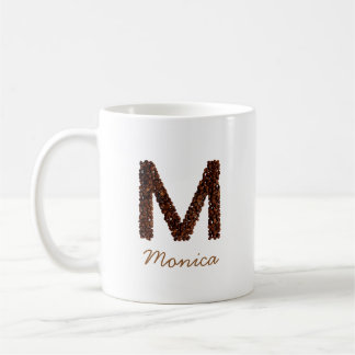 Caneca De Café Café Monograma Letra M Nome Personalizado Co
