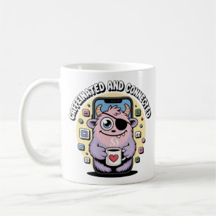 Caneca De Café Café Monstro de Enxertos Ocultos ao Telefone