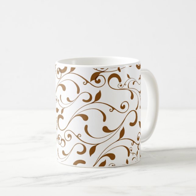 Caneca De Café Café Mug-Brown Swirls (Frente Esquerda)