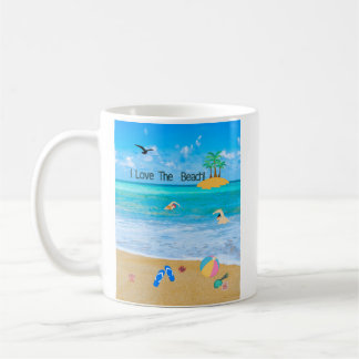 Caneca De Café Café Mug Eu Amo A Praia