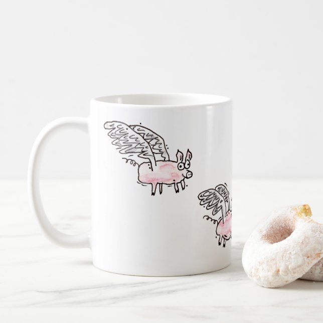 Caneca De Café Café Mug "Futuro Voando Bacon" (Com Donut)