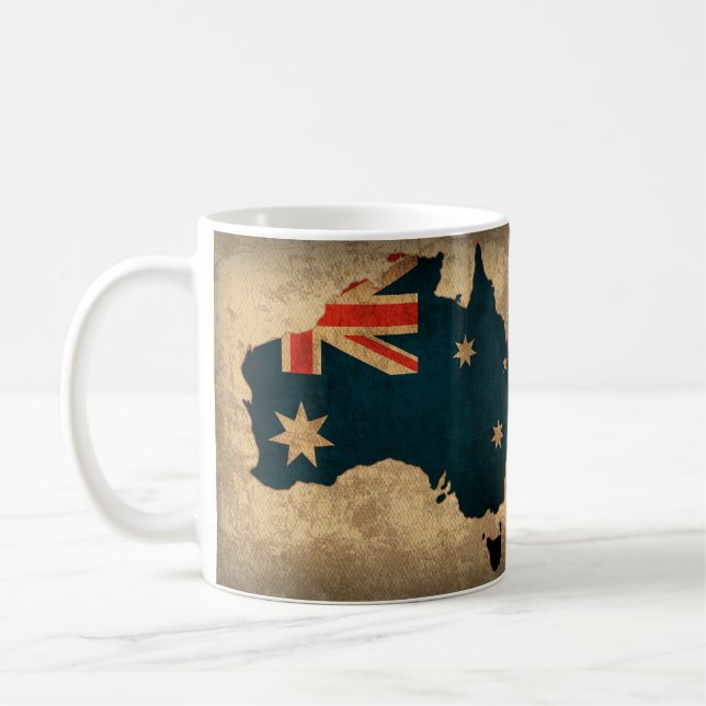 Caneca De Café Café Mug - Mapa da Austrália com Bandeira (Esquerda)
