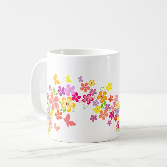 Caneca De Café Café Mug-SummerFloral (Frente Esquerda)