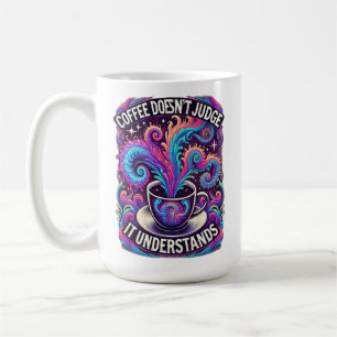 Caneca De Café Café não julga - Psychedelic Dreamscape Desi