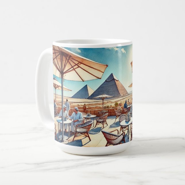 Caneca De Café Café no Cairo Egito Pirâmides de Giza (Frente Esquerda)