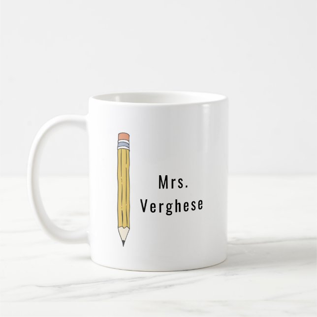 Caneca De Café Café para Professores de Lápis Personalizados (Esquerda)
