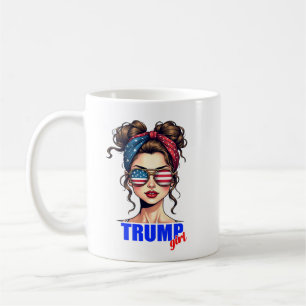 Caneca De Café Café Patriótico Trump Girl Cabelo Desarrumado