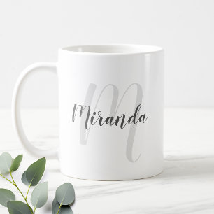 Caneca De Café Café Personalizado com Monograma e Nome em Letra M
