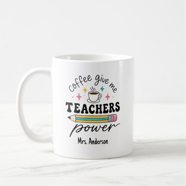 Caneca De Café Café Personalizado Dá Poder aos Professores (Esquerda)