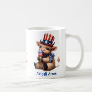 Caneca De Café Café Personalizado Patriótico de Vaca Highland de