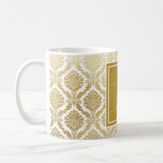 Caneca De Café Café Pessoal Elegante Dourado e Branco em Damasco (Esquerda)