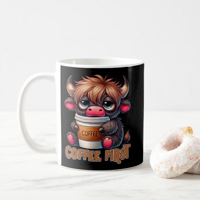 Caneca De Café Café Primeiro  (Com Donut)