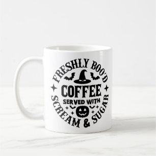 Caneca De Café Café Recém-Bué Servido com Grito e Açúcar