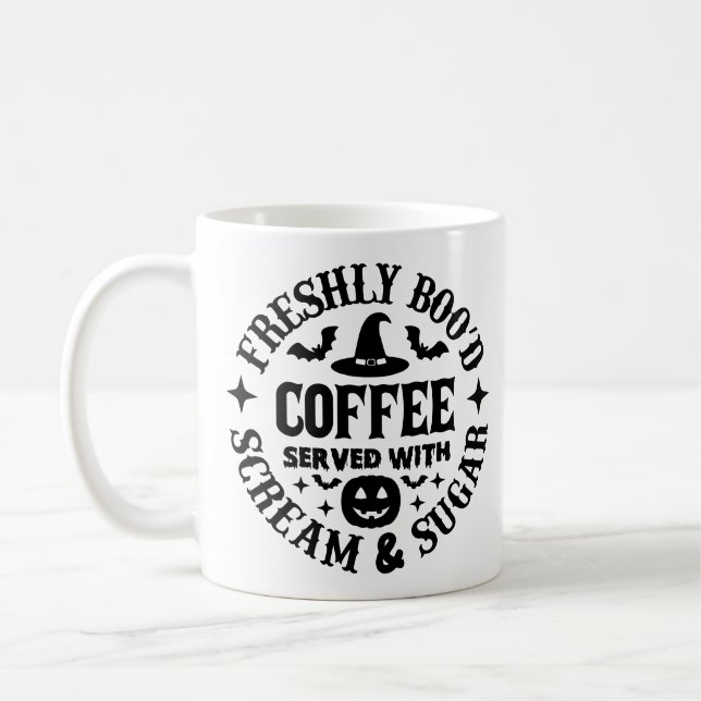 Caneca De Café Café Recém-Bué Servido com Grito e Açúcar (Esquerda)