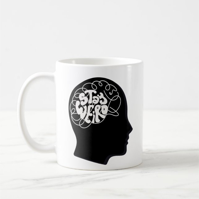 Caneca De Café Café Redemoinho Cerebral com Conceito "Fique Estra (Esquerda)