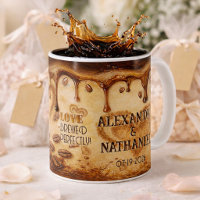 Café Retro Bege Favor de Casamento Amor em Arte Dr