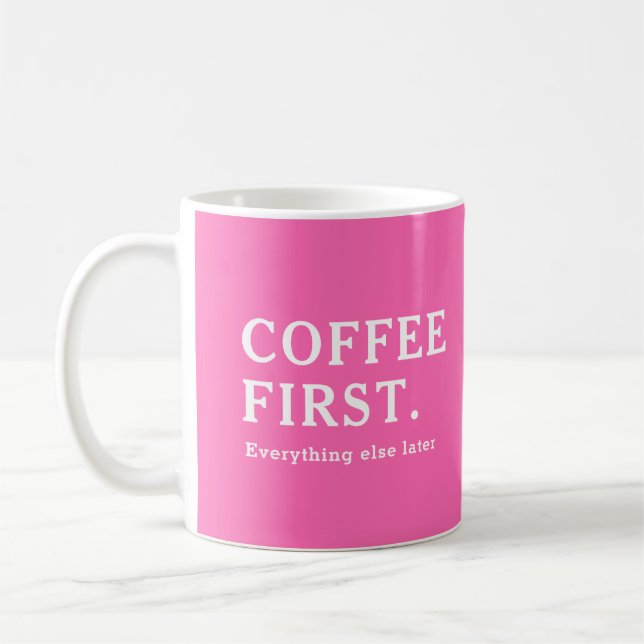 Caneca De Café Café Rosa Quente Moderno Primeiro (Esquerda)