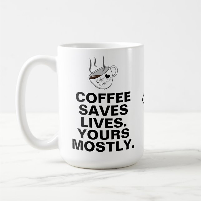 Caneca De Café Café Salva Suas Vidas Sobretudo: Um Sobretudo Café (Esquerda)