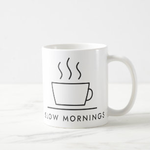 Caneca De Café Café Slow Mornings Desenho de Linha