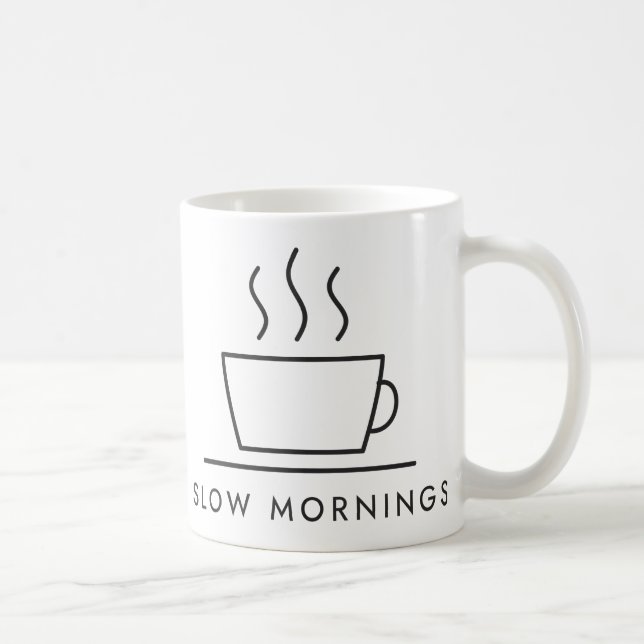Caneca De Café Café Slow Mornings Desenho de Linha (Direita)