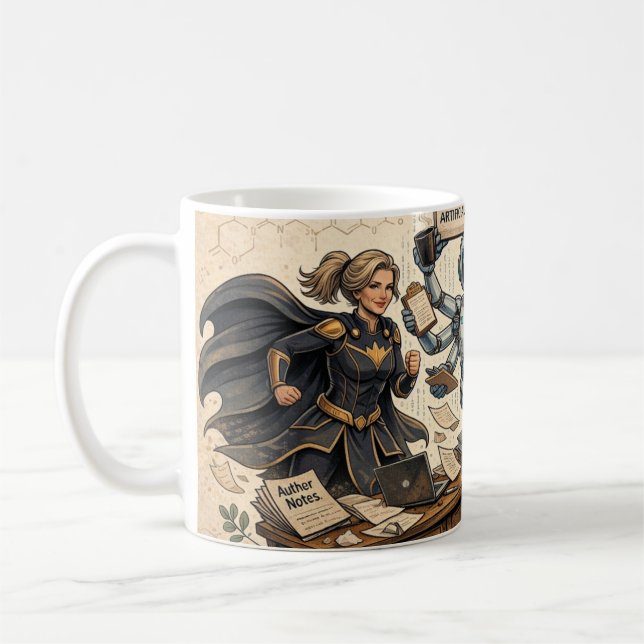 Caneca De Café Café Super-Herói IA da Mesa do Escritor -  (Esquerda)
