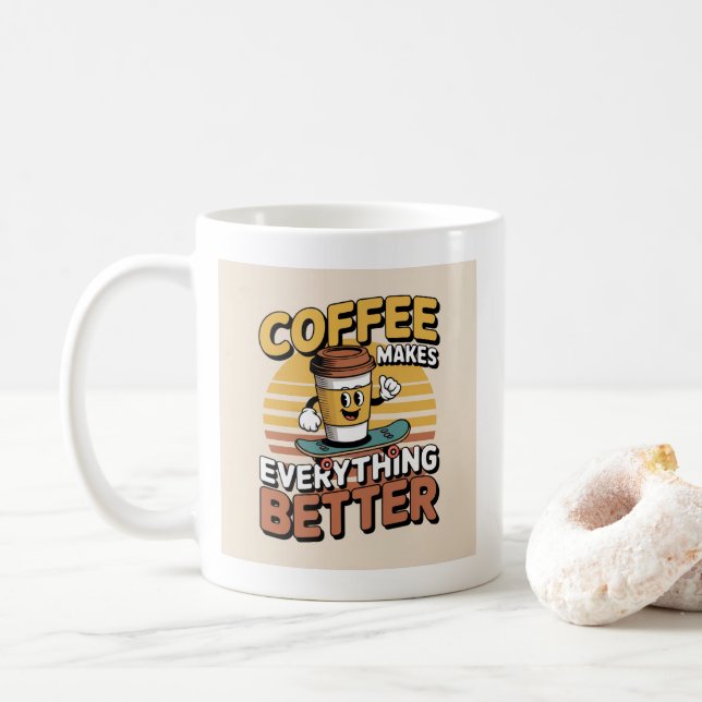 Caneca De Café Café Torna Tudo Melhor (Com Donut)